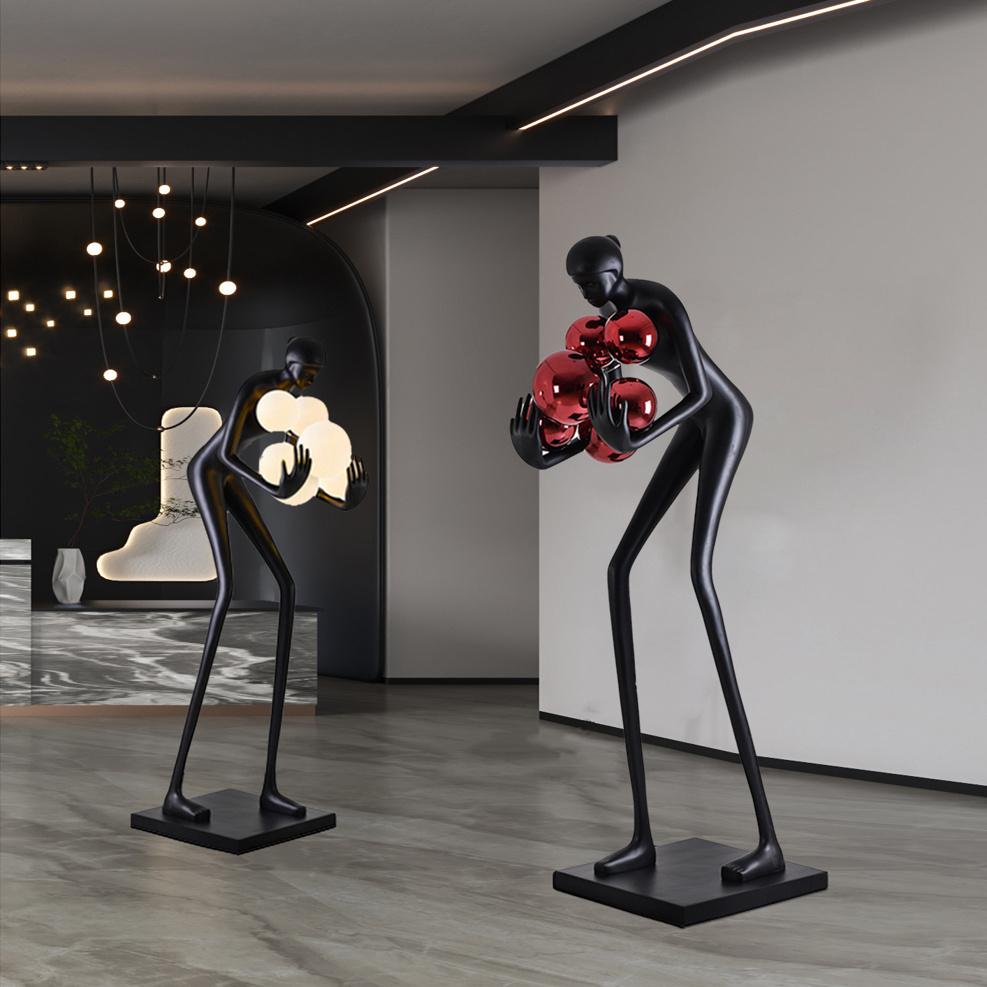 Fiberglass Humanoid Decoration Modern Designer Sales Department Hotel Lobby Home Creative Art Sculpture Floor Lamp