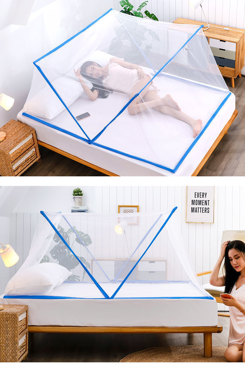 折叠蚊帐学生宿舍工地户外野营便携蚊帐床帘家庭大人儿童懒人蚊帐
