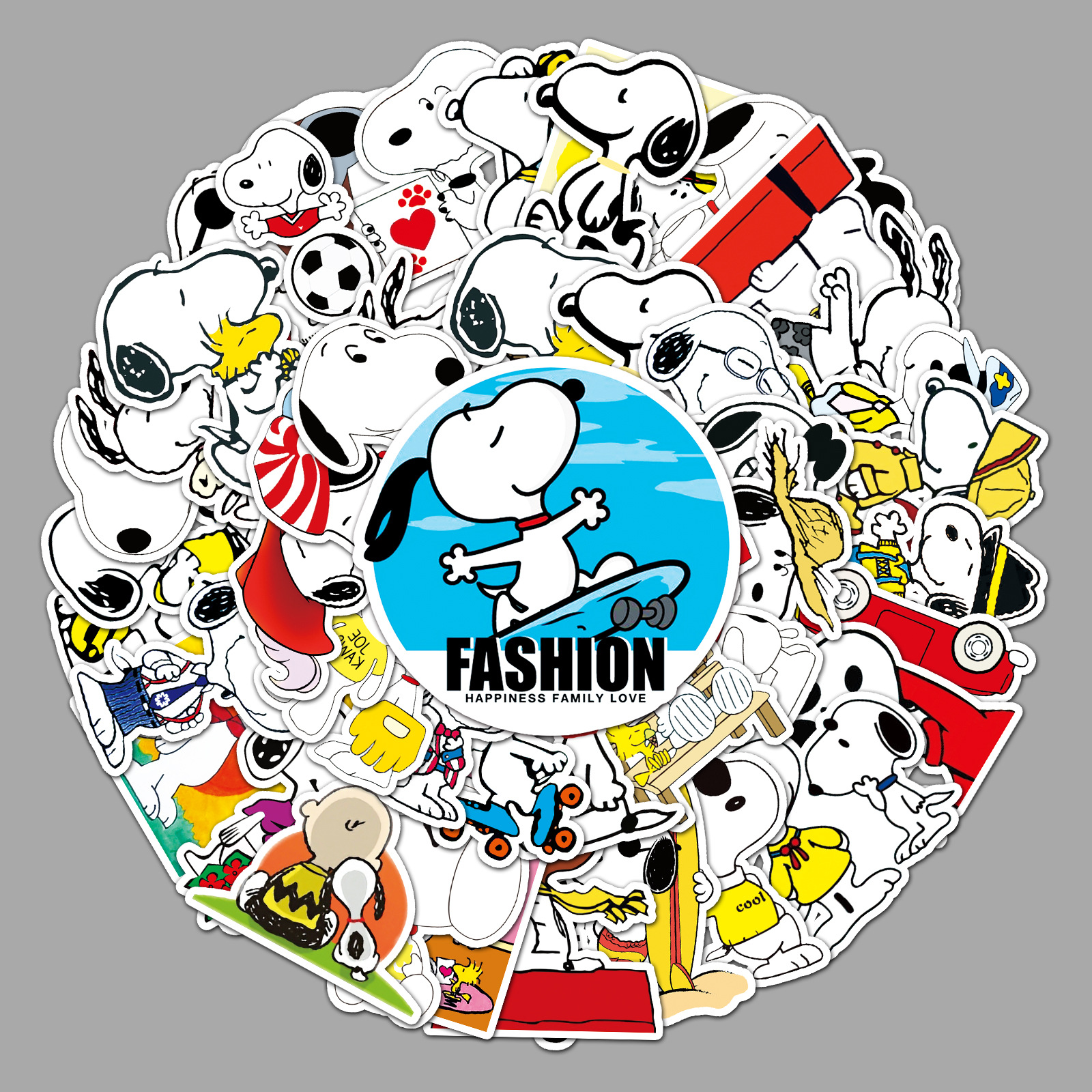 50张史努比卡通动漫贴纸汽车行李箱滑板车手机不干胶防水涂鸦贴纸