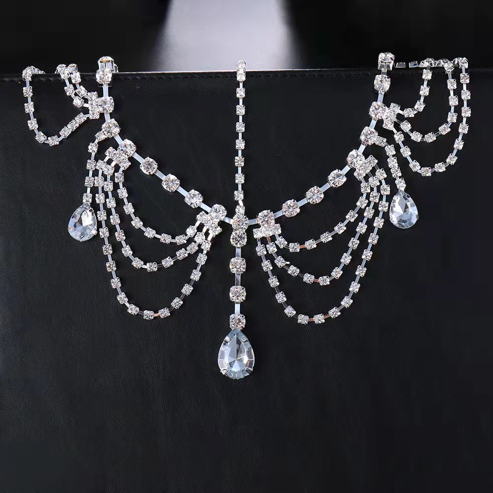 新款发饰时尚欧美奢华水钻发链波西米亚风流苏额头链女hair chain