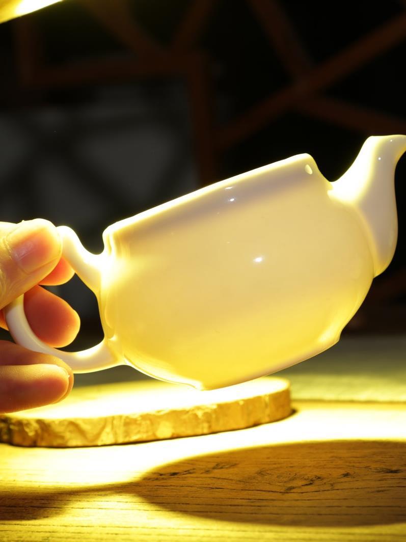 陶瓷手壶迷你小茶壶白色 茶冲罐潮汕白瓷单人单壶瓷一人喝用小号