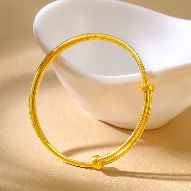 沙金手镯女不掉色纯色光面推拉手镯结婚佩戴首饰送礼-阿里巴巴