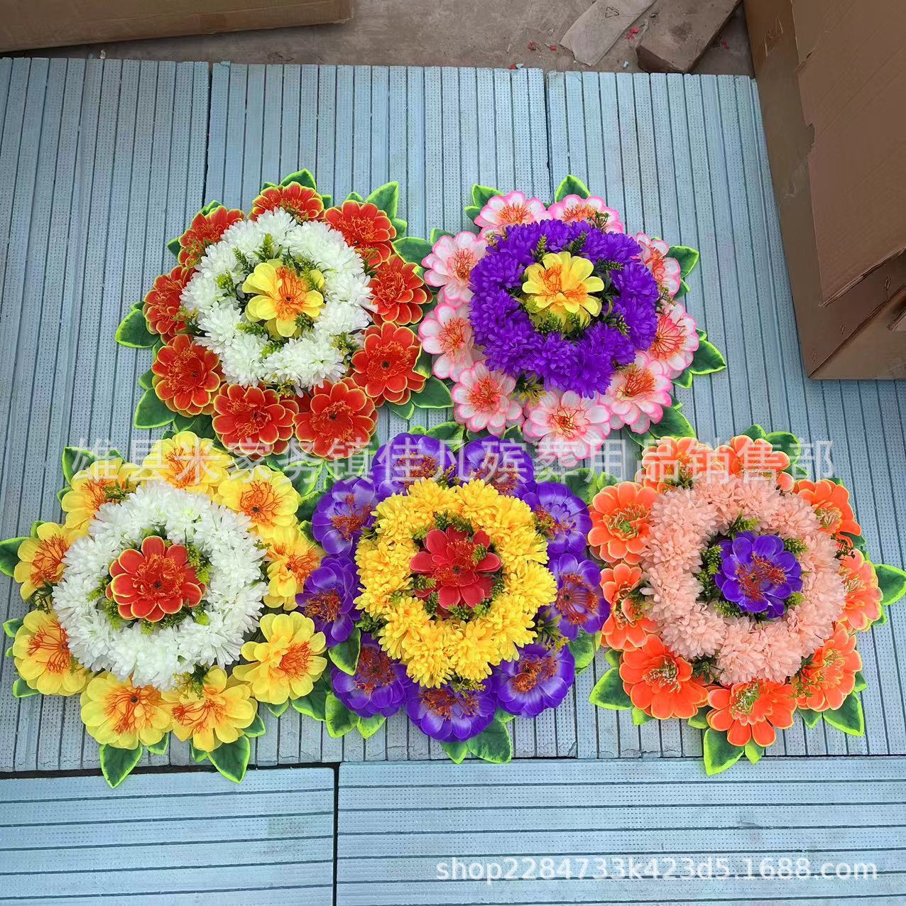 清明节高档小花圈上坟祭祀用品仿真花圈小花圈佳凡殡葬用品-阿里巴巴