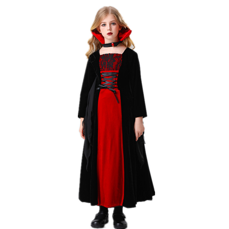 万圣节吸血鬼公主儿女童cosplay魔鬼服装舞台演出精灵宫廷裙批发