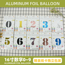 16寸精包装数字独立纸卡包装铝箔气球美版瘦体铝膜装饰气球批发