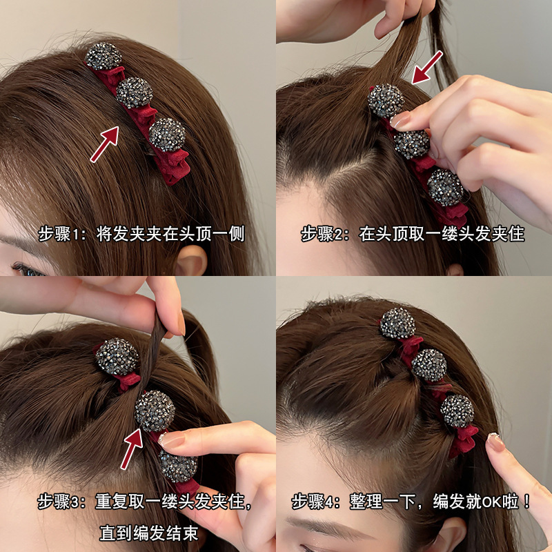 2023 New Side Braided Hair Fringe Hairpin Broken Hair Clip Small Hair Grabbing Clip Forehead Shark Clip Headdress Wholesale