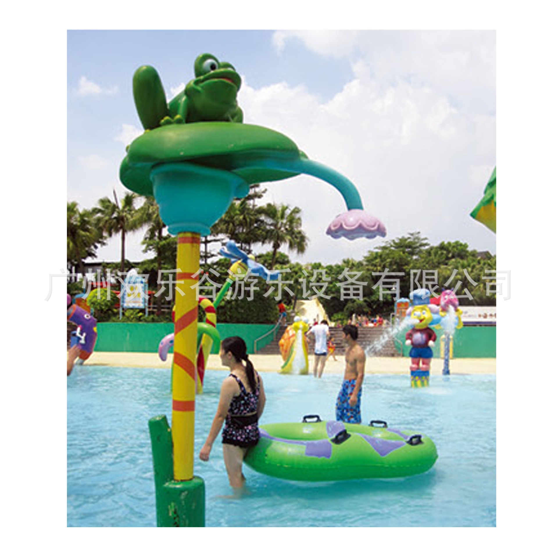 组合水上滑梯组合 淋水蘑菇水屋 水上乐园玻璃钢戏水小品批发