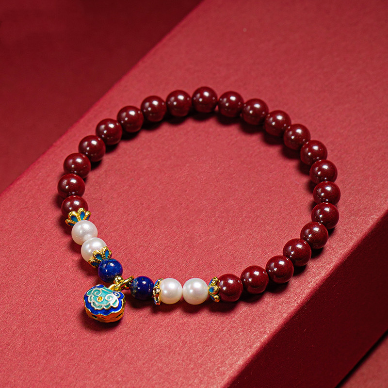 朱砂手链6mm手链diy搭配吉祥如意珍珠女士手链紫金砂单圈佛珠
