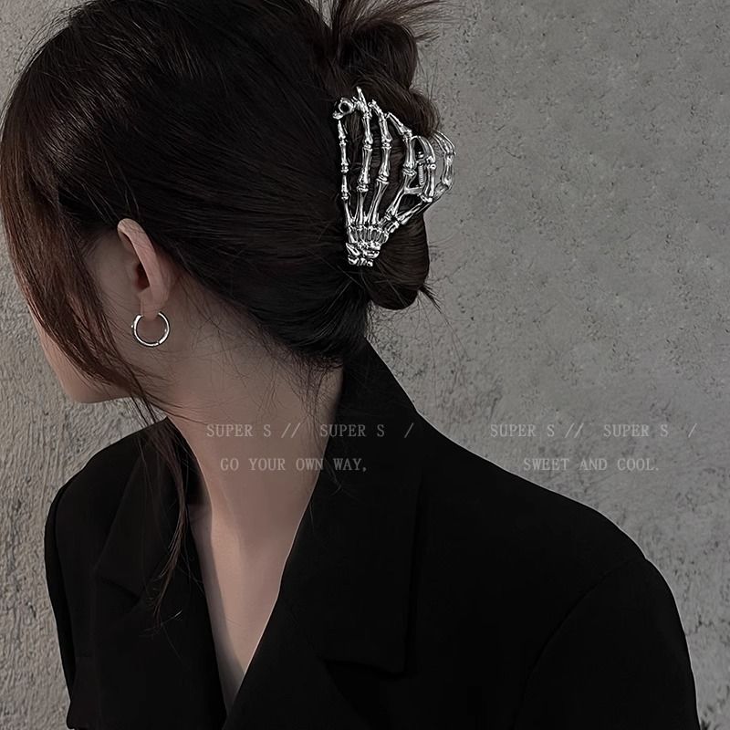 Skull Claw Metal Grip Barrettes Female Summer Special-Interest Design Back Head Updo Hair Claw Grip High Ponytail Shark Clip