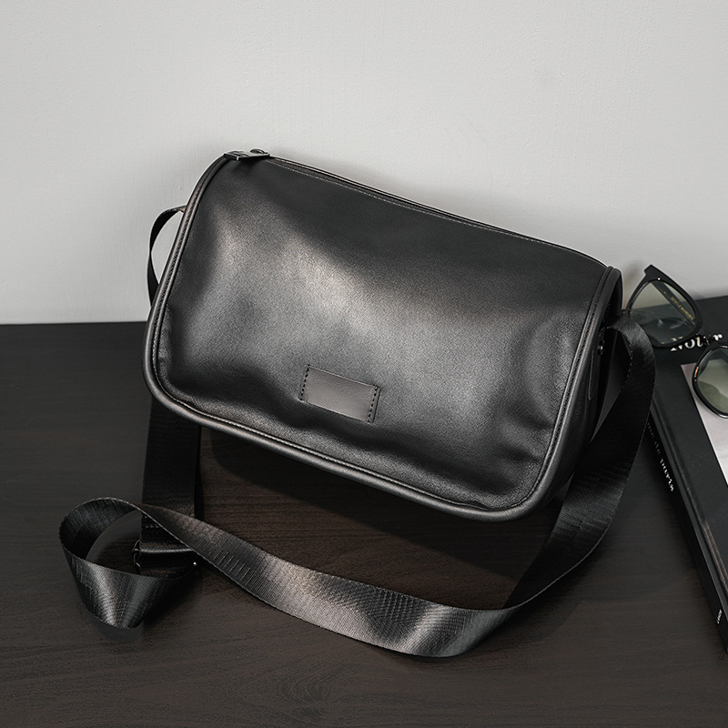 New Men's Retro Shoulder Bag Fashion Storage Bag Commuter Messenger Bag Pu Leather Flip Messenger Bag File Bag Men