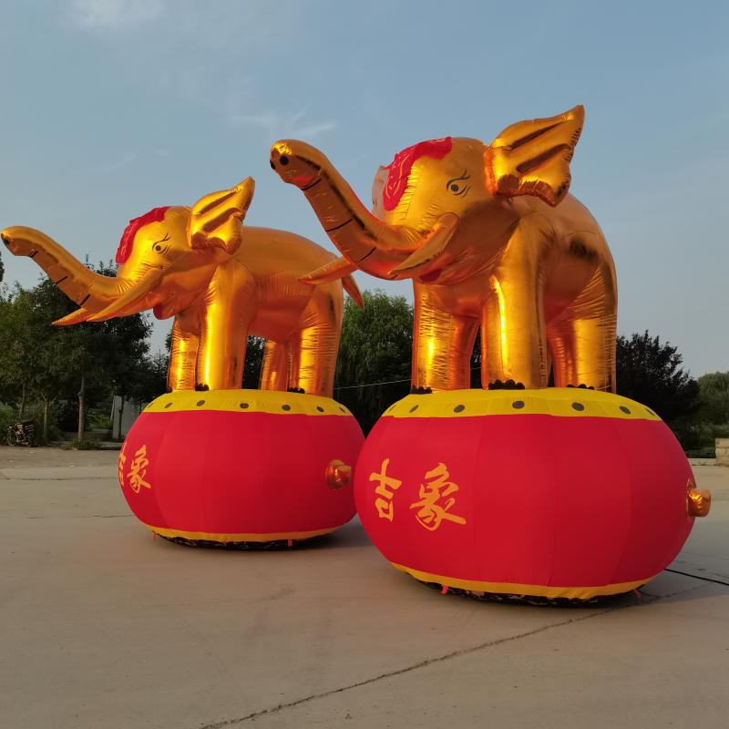 吉象拱门气模大象充气金象狮子麒麟送子彩虹门风机大红色优质布料