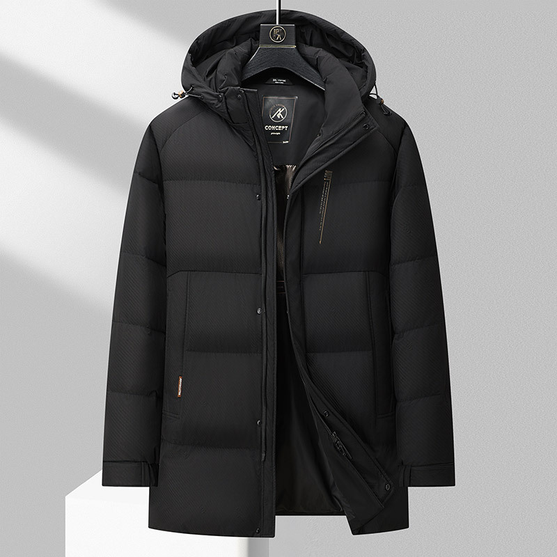 时尚极寒羽绒服男中长款加厚保暖冬季外套可脱卸帽大码胖哥哥外套