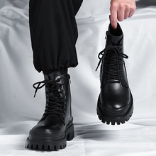 马丁靴男2023新款黑色英伦风高帮复古机车靴商务正装皮鞋8858-R