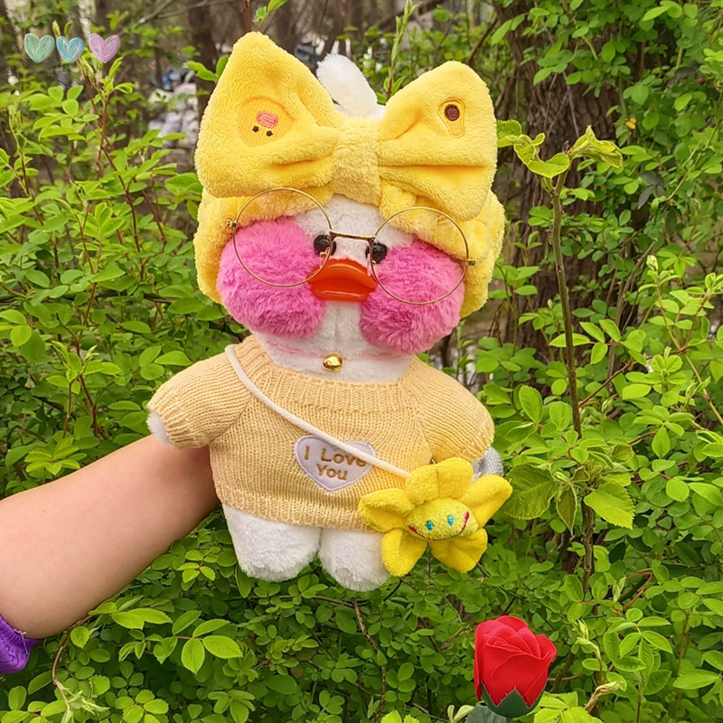 网红玻尿酸小黄鸭毛绒玩具公仔穿衣可爱少女心生日礼物 可换衣服