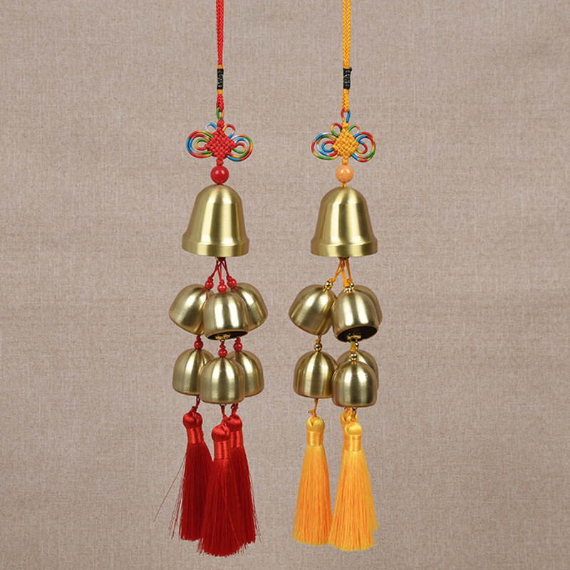 一大六小金属铜风铃纯铜铃铛风铃挂饰家居装饰挂件化五黄解二黑