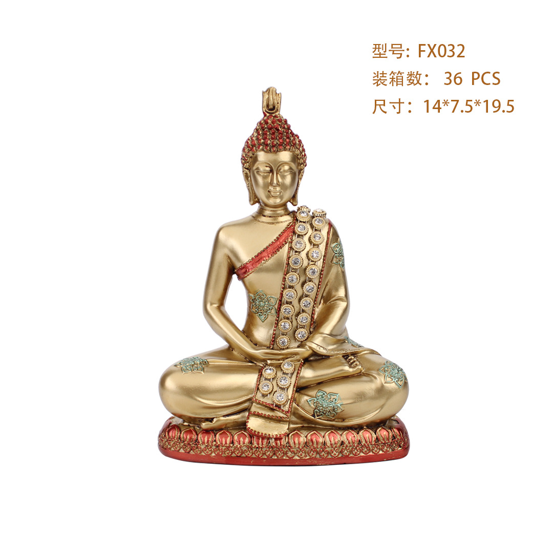 跨境新品摆件印度金色佛像树脂工艺品客厅书桌酒柜软装家居装饰品
