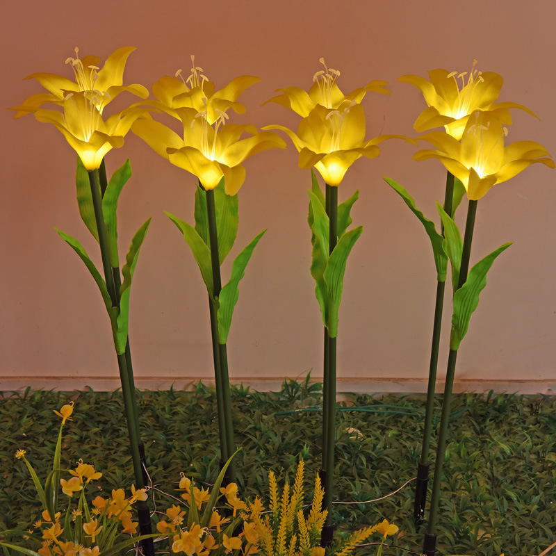 工厂定制led软胶百合插地灯 户外广场花园节日装饰百合花灯可定制