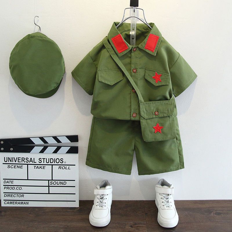 套装儿童军装夏季春秋军衣小八路军男童军人红军演出服衣服解放军