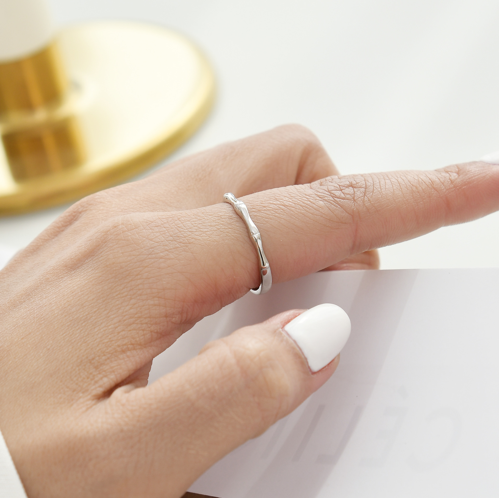 s925纯银文艺古风竹子情侣戒指冷淡风竹节对戒男女学生活口