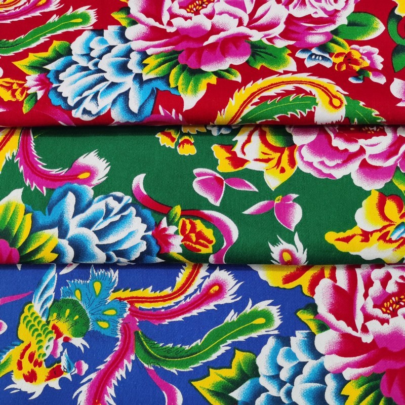 现货东北大花纯棉布料全棉料斜纹色泽鲜艳床单服装面料