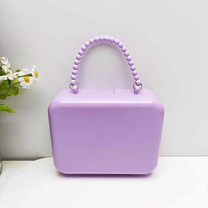 New Solid Color Sweet Small Square Handbag Children's Handmade DIY Main Body Jewelry Storage Jewelry Bag