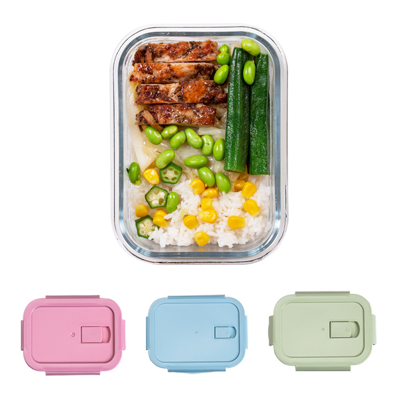 Glass Lunch Box Microwave Oven Dedicated for Heating Bowl with Cover Office Worker Lunch Insulated Lunch Box Separated Lunch Box Set