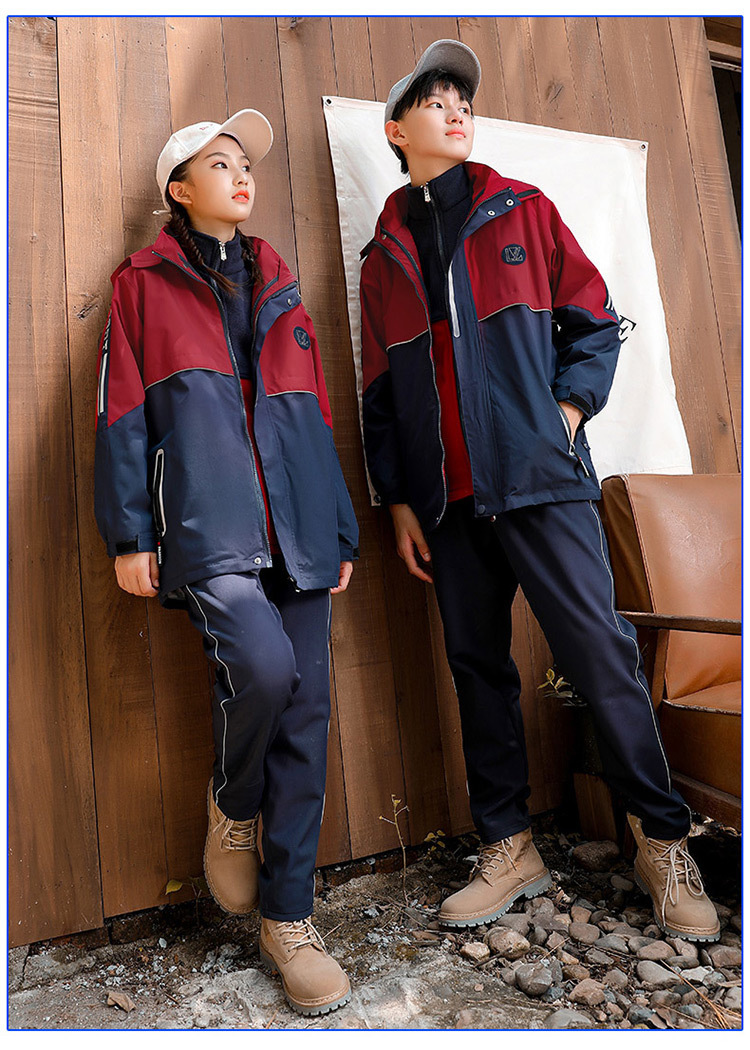 校服套装小学生秋冬季儿童班服中学冲锋衣三件套幼儿园园服春秋装