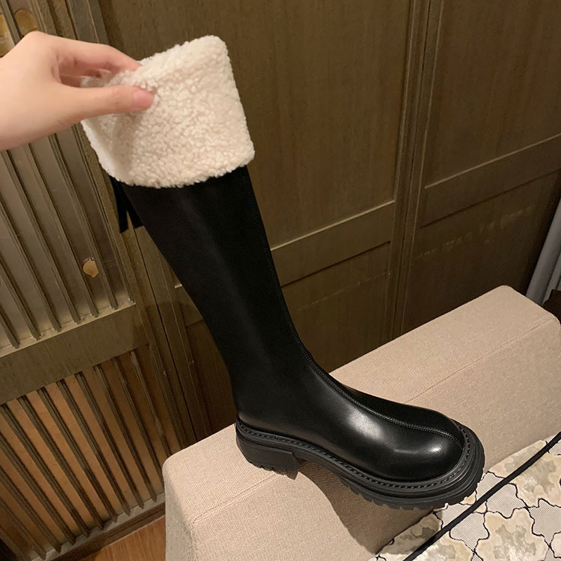 冬季长筒雪地靴女加绒加厚2023年新款厚底小个子靴子高筒毛毛长靴