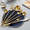 wholesale Stainless steel Western knife Fork spoon steak Dessert Fork chopsticks golden tableware household suit ins Wind