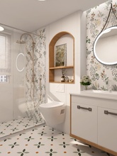 6GE6法式400×800植物花砖厨房卫生间纯色墙砖厕所复古瓷砖燕子花