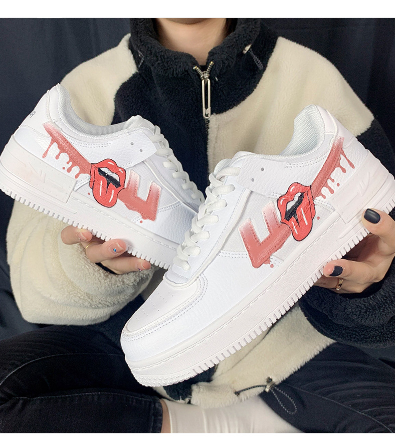 回力2022年春季新款手绘大舌头空军一号aj马卡龙休闲运动板鞋662