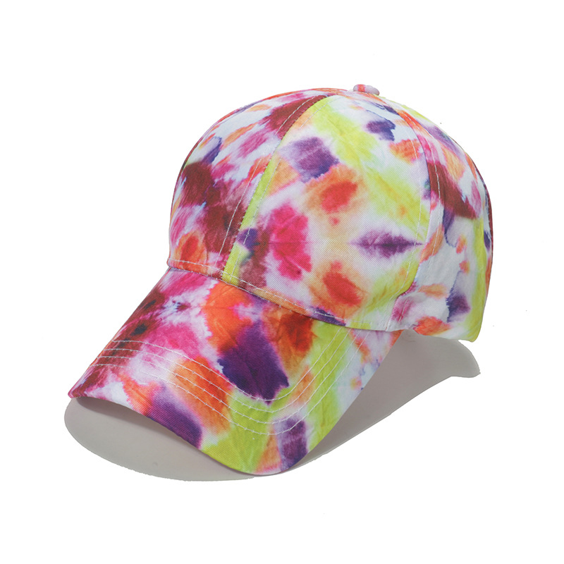 2024 Spring and Summer New Printed Peaked Cap European and American Sun Protection for Men and Women Sun Hat Outdoor Tie-Dyed Baseball Cap Cross-Border
