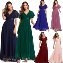 Evening Dresses Ruffles Chiffon Evening Gown Wedding Party跨