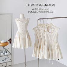 白色法式连衣裙春装女2023年新款小众设计气质显瘦a字裙子
