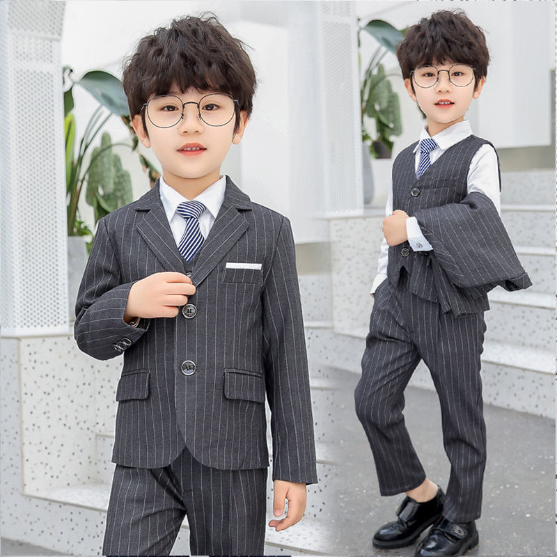 花童小西装男童休闲礼服儿童西装套装春秋帅气正装英伦西服三件套
