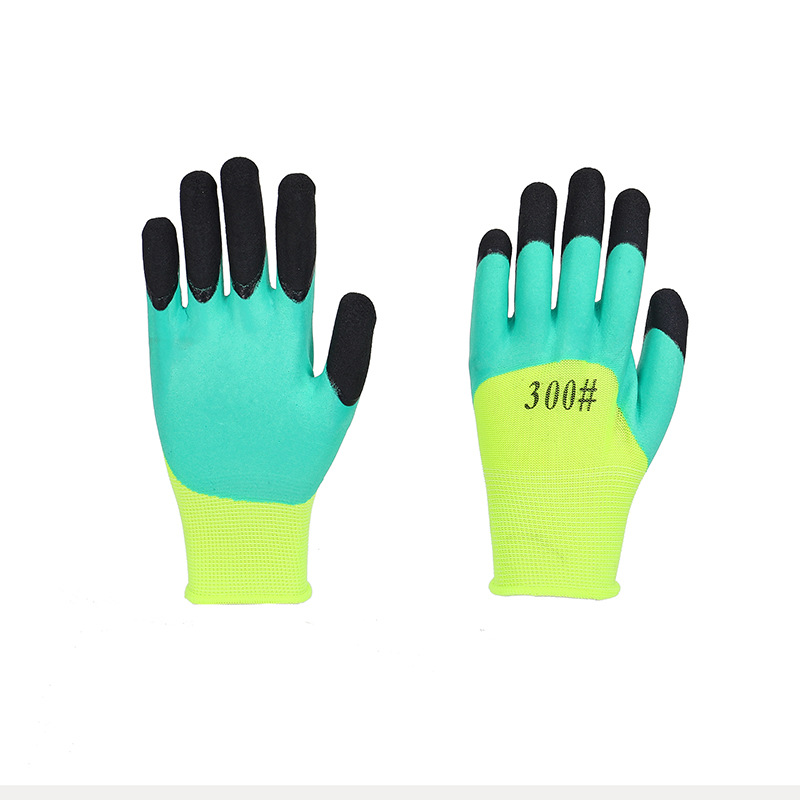 Labor Protection Gloves Latex Breathable Reinforced Finger Dipping Wear-Resistant Non-Slip Construction Site Work Nylon Gloves Wholesale