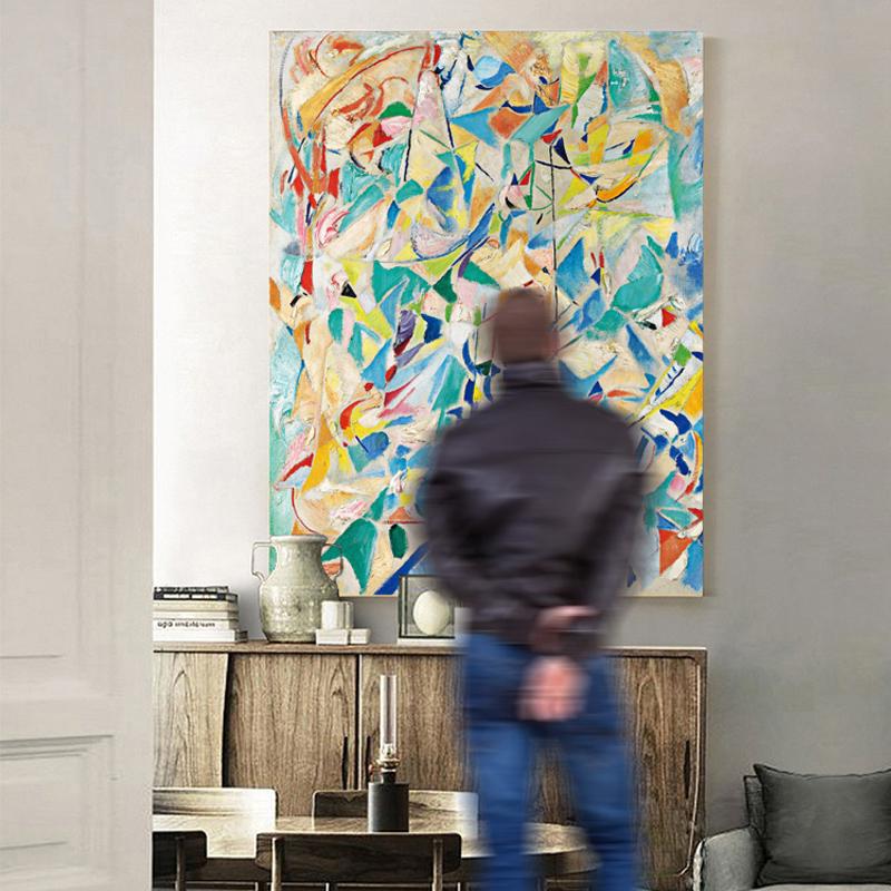 儿童缤纷世界色彩现代抽象艺术大幅面装饰画 幼儿园小学教室壁画