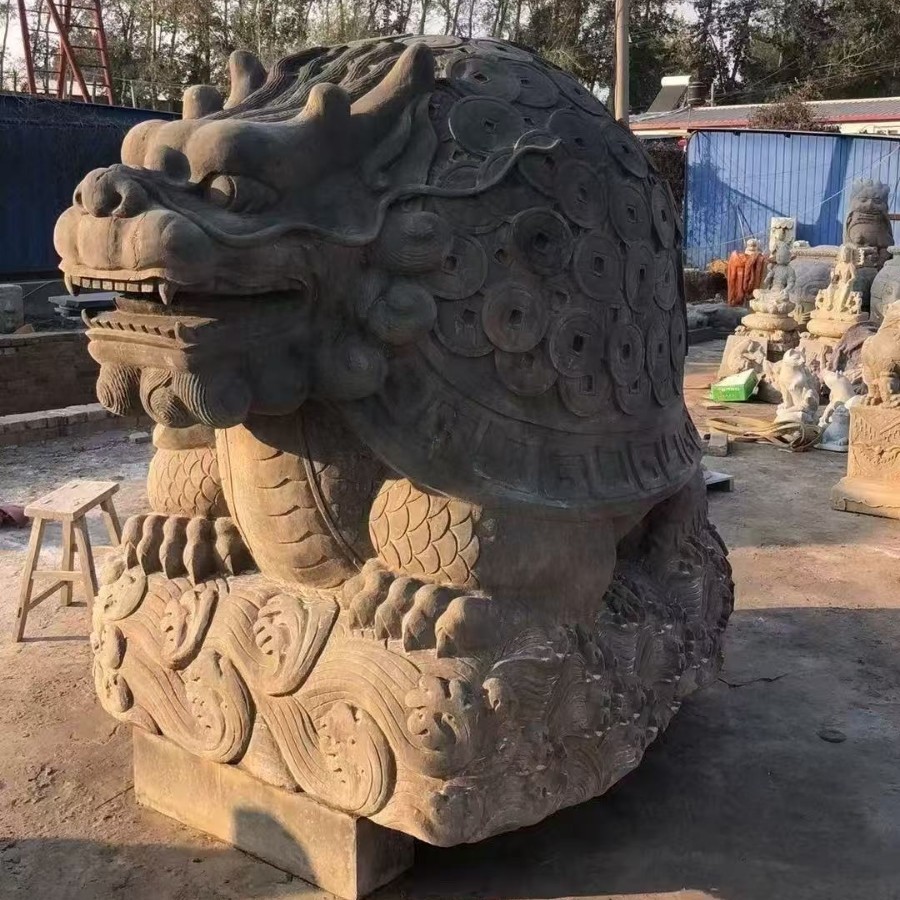 青石石雕海水金钱龟别墅景区动物摆件银行酒店门口动物雕塑厂家