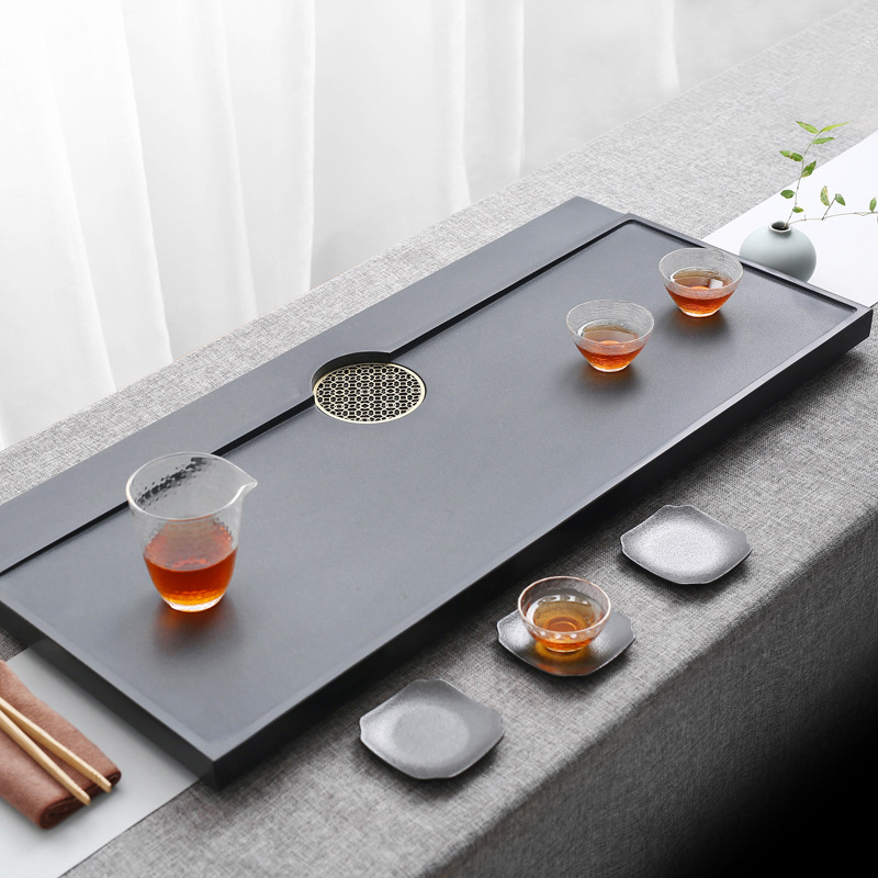 天然石材乌金石茶盘整块家用客厅创意茶具现代简约办公大理石茶台