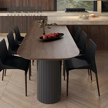 北欧实木椭圆形实木餐桌设计师创意家用小户型现代简约长方形饭桌