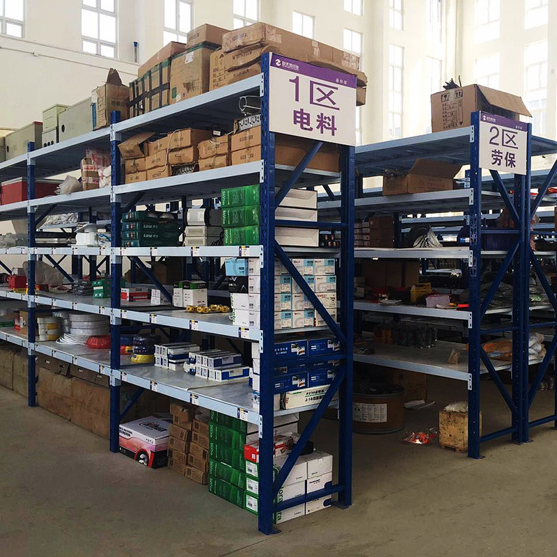 厂家供应仓储铁架五金机电仓库四层蓝色300kg搁板置物架 货架批发