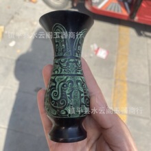 仿青铜器凤纹瓶摆件装饰礼品复古青铜器道具酒樽花瓶工艺品