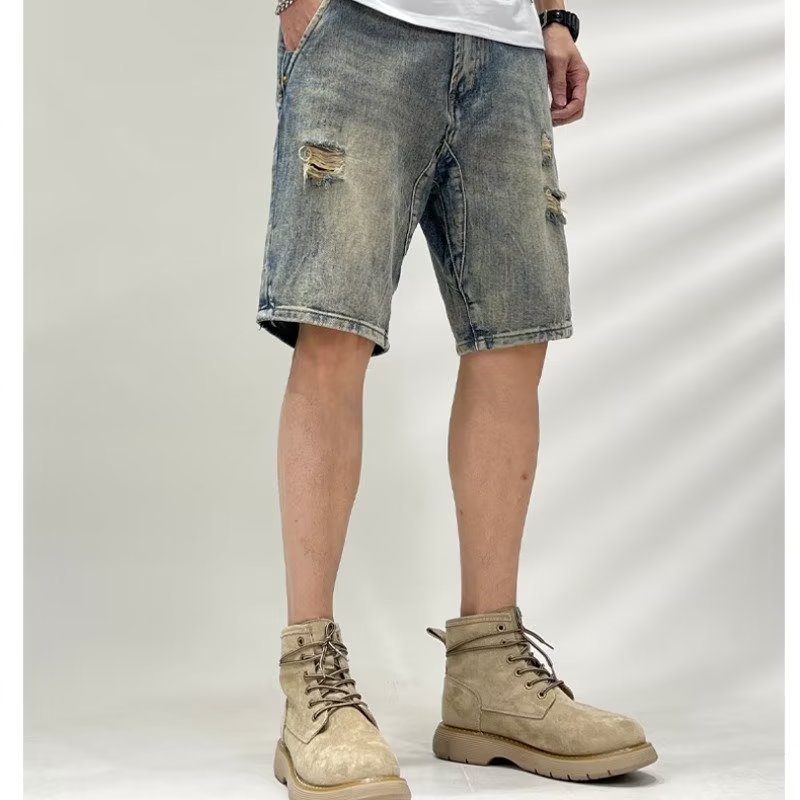 破洞牛仔短裤男宽松潮流破洞五分裤ins潮牌中裤夏季薄款厂家批发