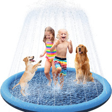 现货PVC 宠物喷水垫宠物游泳池折叠亚马逊热销洒水戏水垫户外玩具