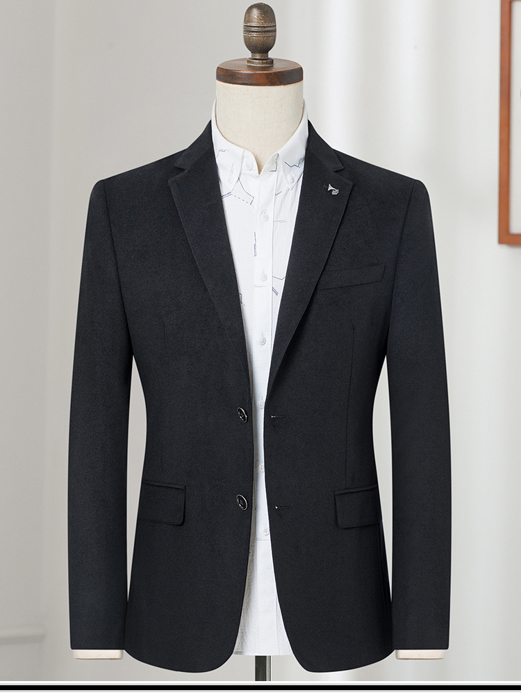 西服男士韩版纯色宽松单西商务休闲青年羊毛呢小西装外套品牌剪标