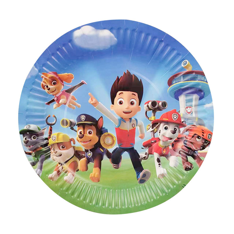 PAW Patrol Party Tableware Set Disposable Paper Tray Paper Cup Pennant Blowouts Straw Party Birthday Paper Cup