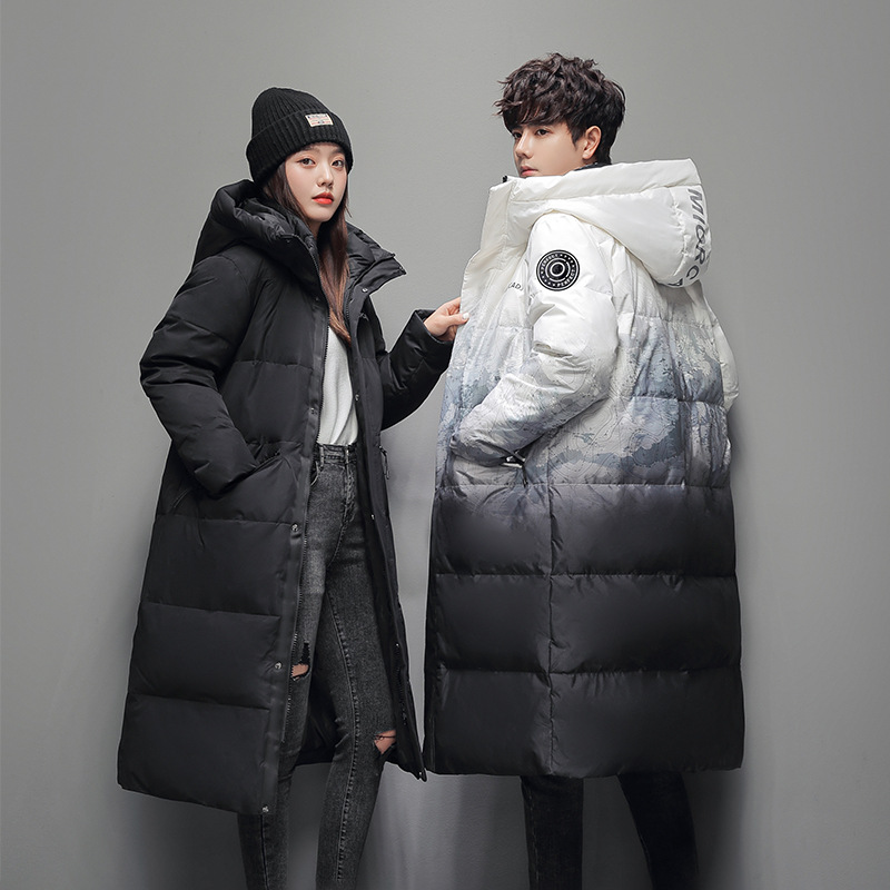 Men's Clothing 2023 Winter Mid-Length down Jacket Male Couple Casual Long over the Knee Duck down Thick Warm Jacket Female