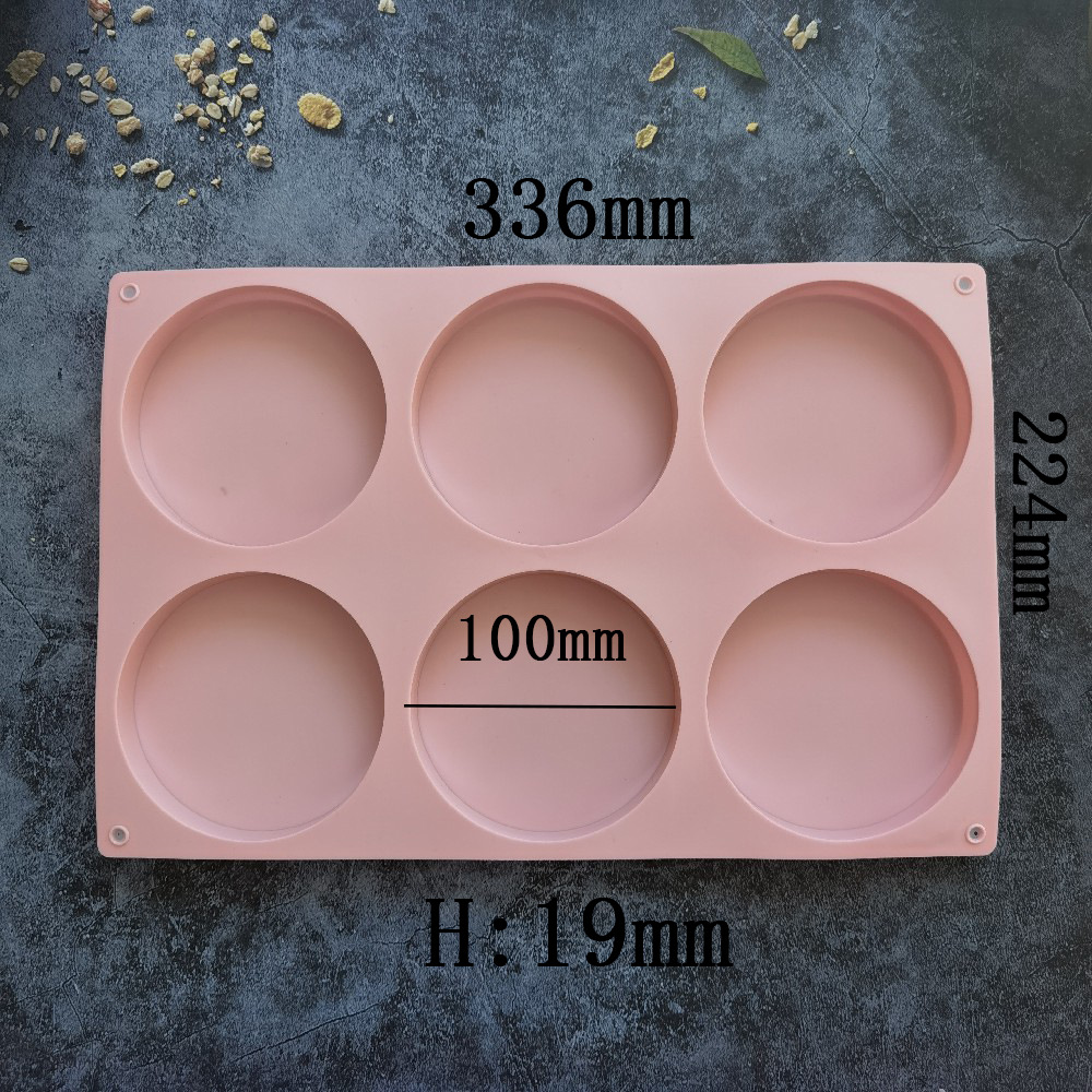 Silicone 6-Piece Large Disc Cake Mold Ice Cream Jelly Pudding Soap Mousse Cake Mold