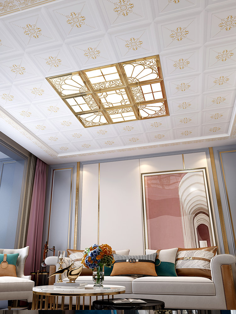 集成吊顶铝扣板450*450错层复式客厅餐厅卧室天花板二级造型半吊