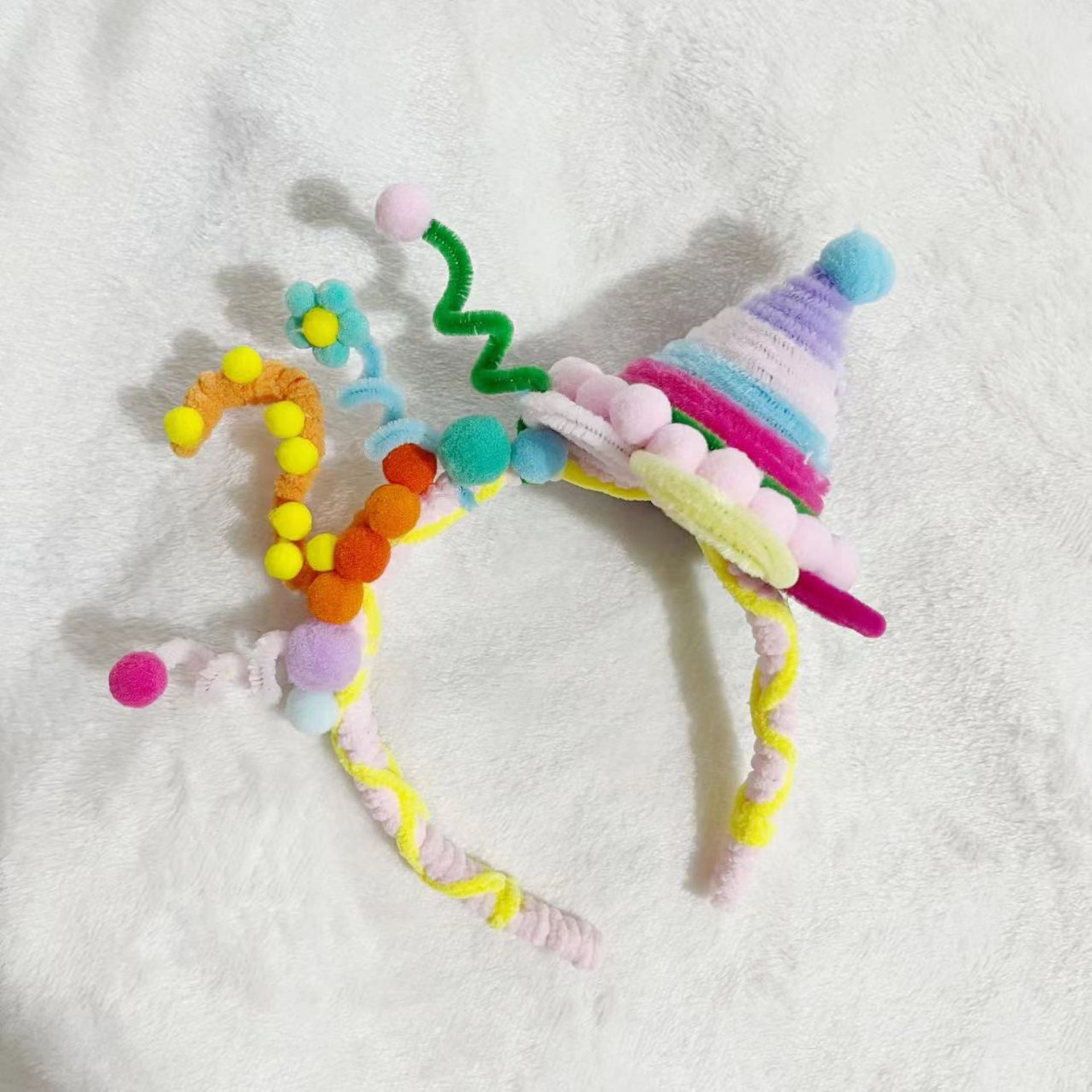 Twisted Stick Handmade Headband Finished Children's Birthday Hat Dinner Party Photo Props Cute Childlike Creative Original